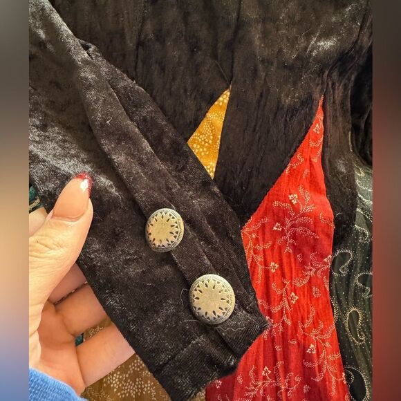 Vintage Circle T Western Velour Patchwork Maxi Dress Sz S Circus‎ Witchy Peasant - Picture 4 of 8